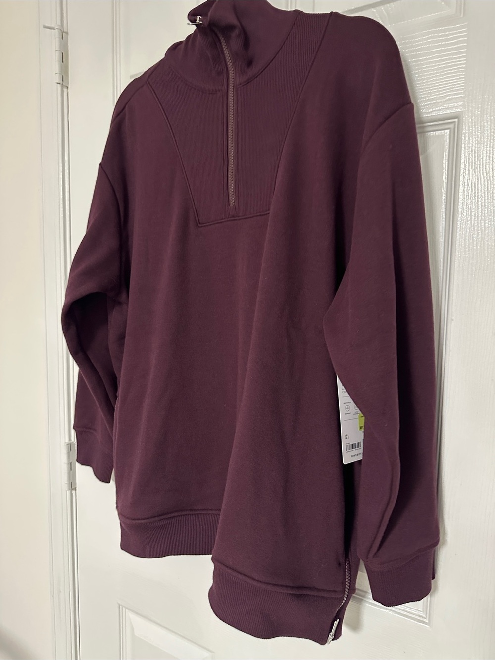 Athleta Cozy Karma Half-Zip Sweatshirt, Wine, Size Large/L, NWT